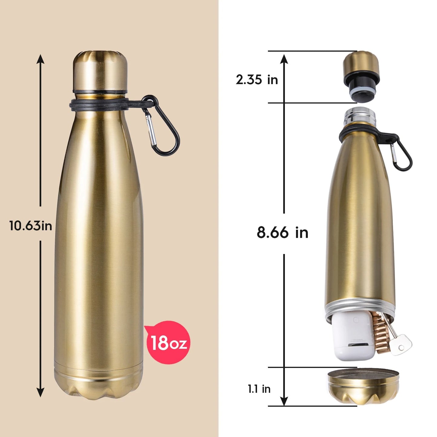 SecretBottle™ – Water Bottle with Hidden Safe Compartment